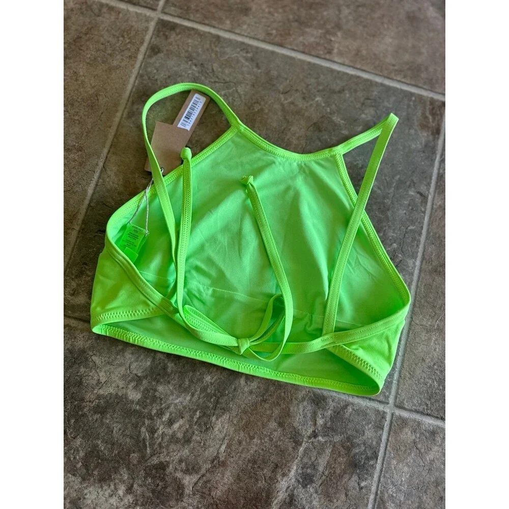 Skims Signature Swim High Neck Top Neon Green Size XXS